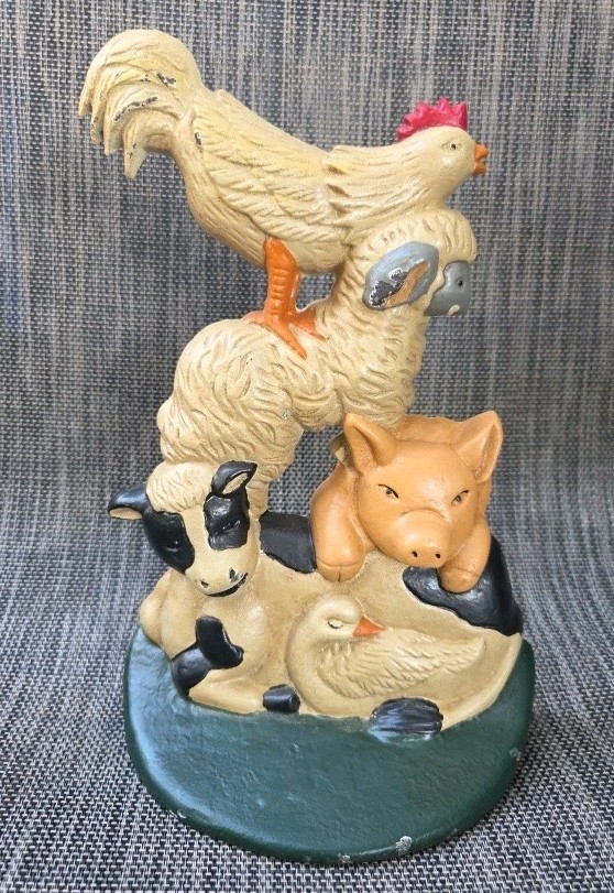  VINTAGE IRON FARM  ANIMALS DOORS STOP