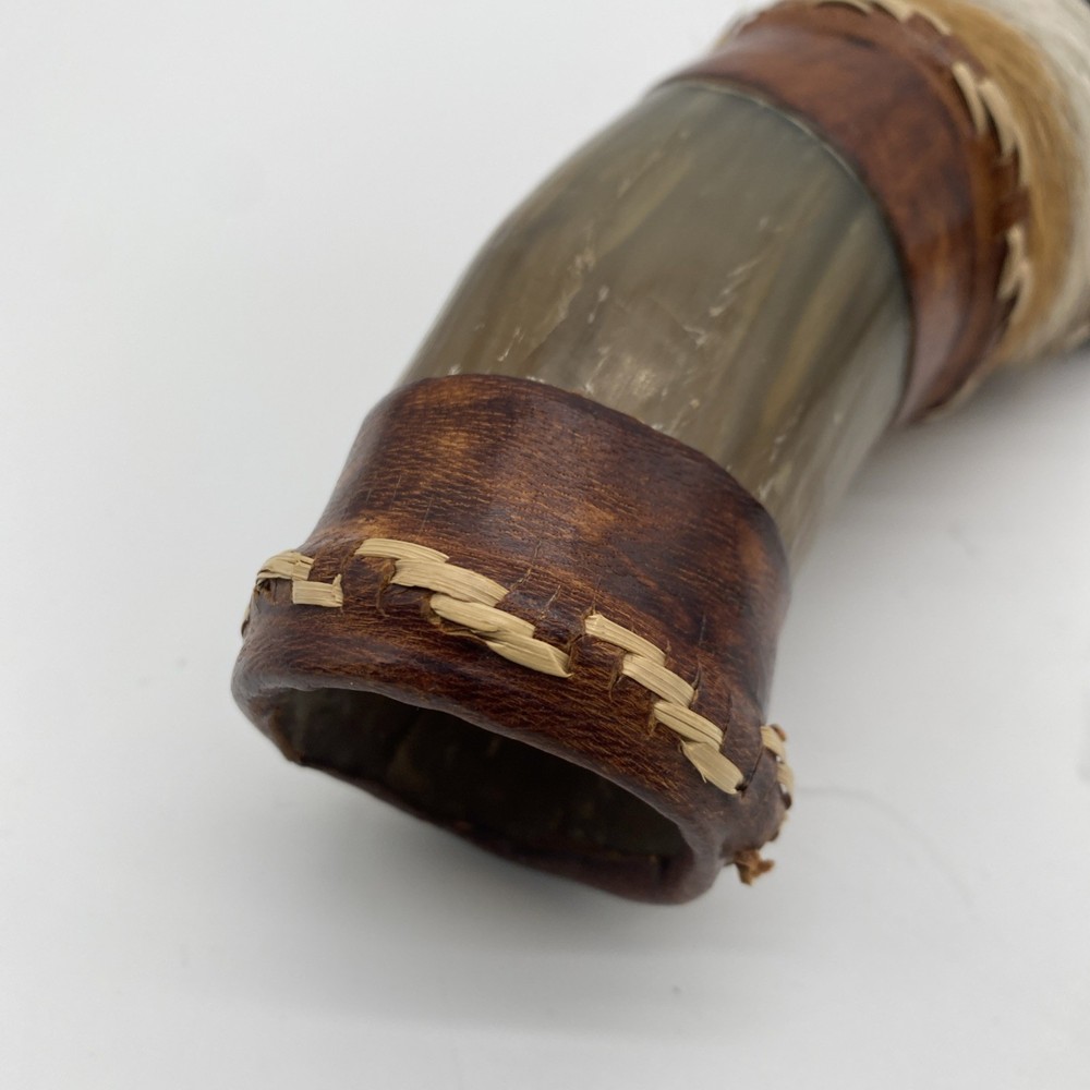 Vintage Powder Horn Muzzleloader with Leather Straps Hand Crafted