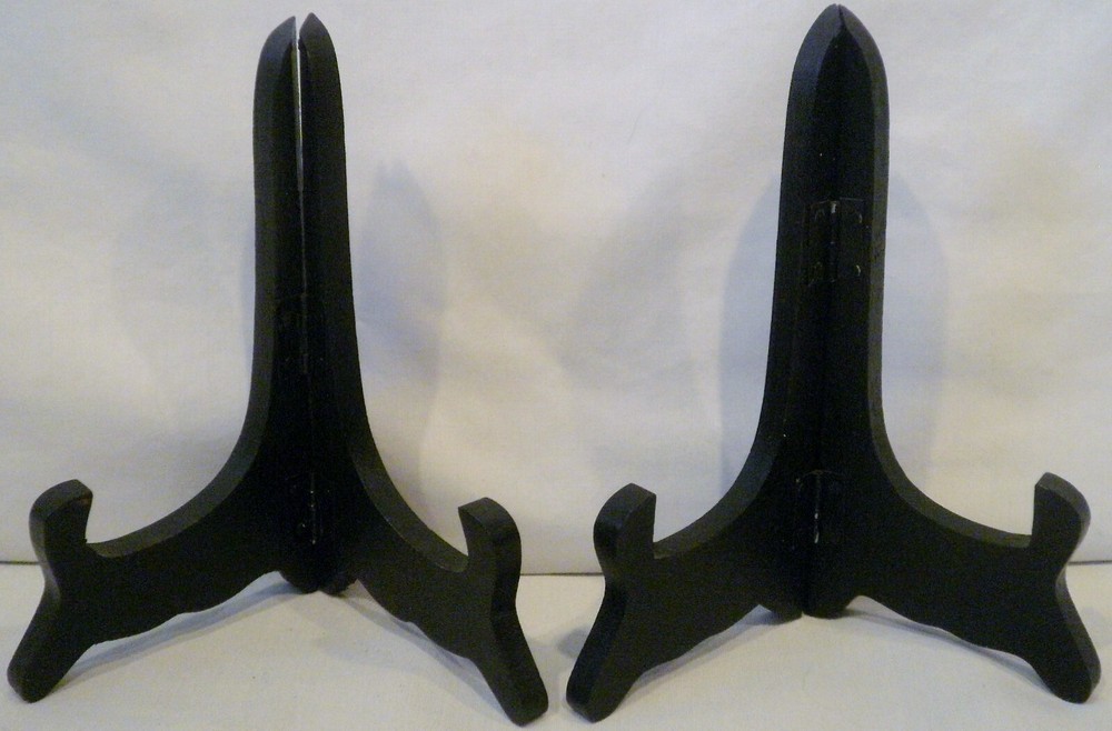 2 - 6” Black Plastic Folding Display Picture Plate Dish Easel Stand
