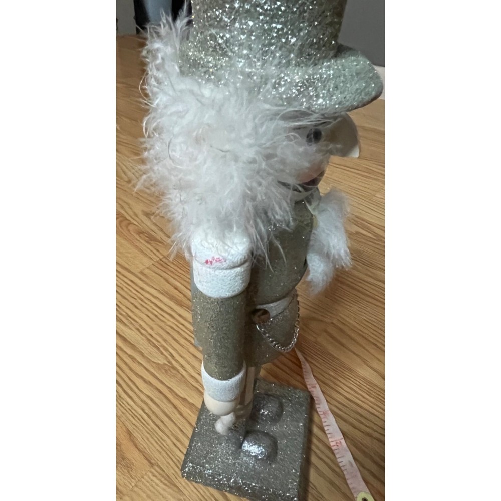 Silver Glitter Nutcracker Soldier Decoration 14"