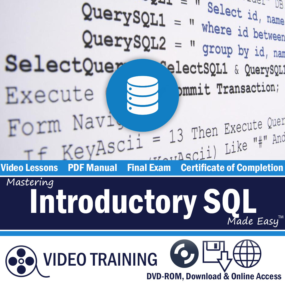 Learn Introductory SQL Video Training Tutorial DVD & Digital Professional Course