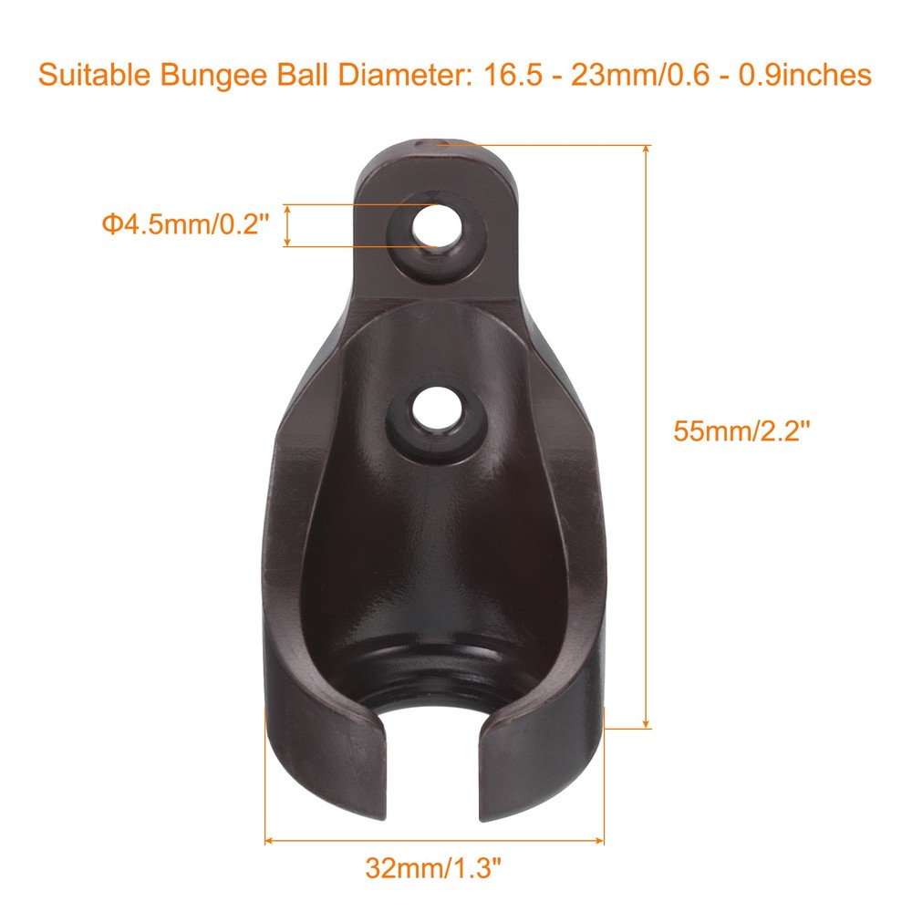 4 Pcs Bungee Receiver Brackets Plastic for Roller Shade Tie Down Straps Brown