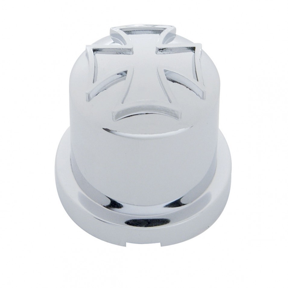 1/2" x 1" Chrome Plastic Iron Cross Nut Cover - Push-On (10 Pack)