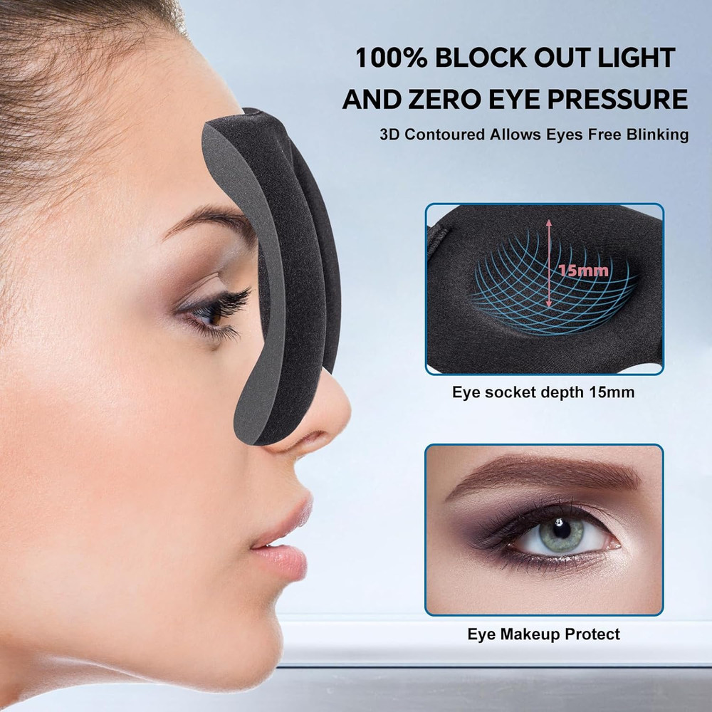 Sleep Mask for Side Sleeper 3 Pack 100% Blackout 3D Eye Mask for ...