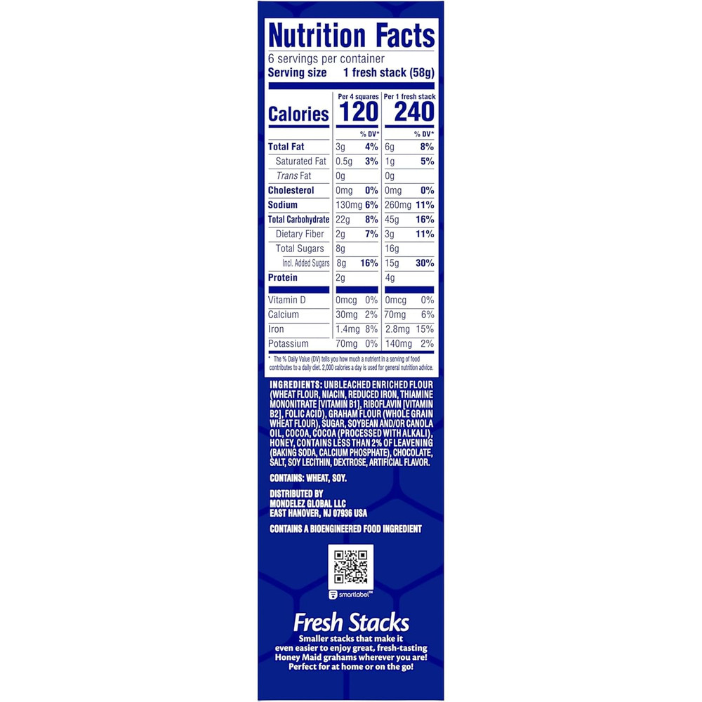 Fresh Stacks Chocolate Graham Crackers, Bulk Travel Snacks, 6 Boxes (36 Multi Sn