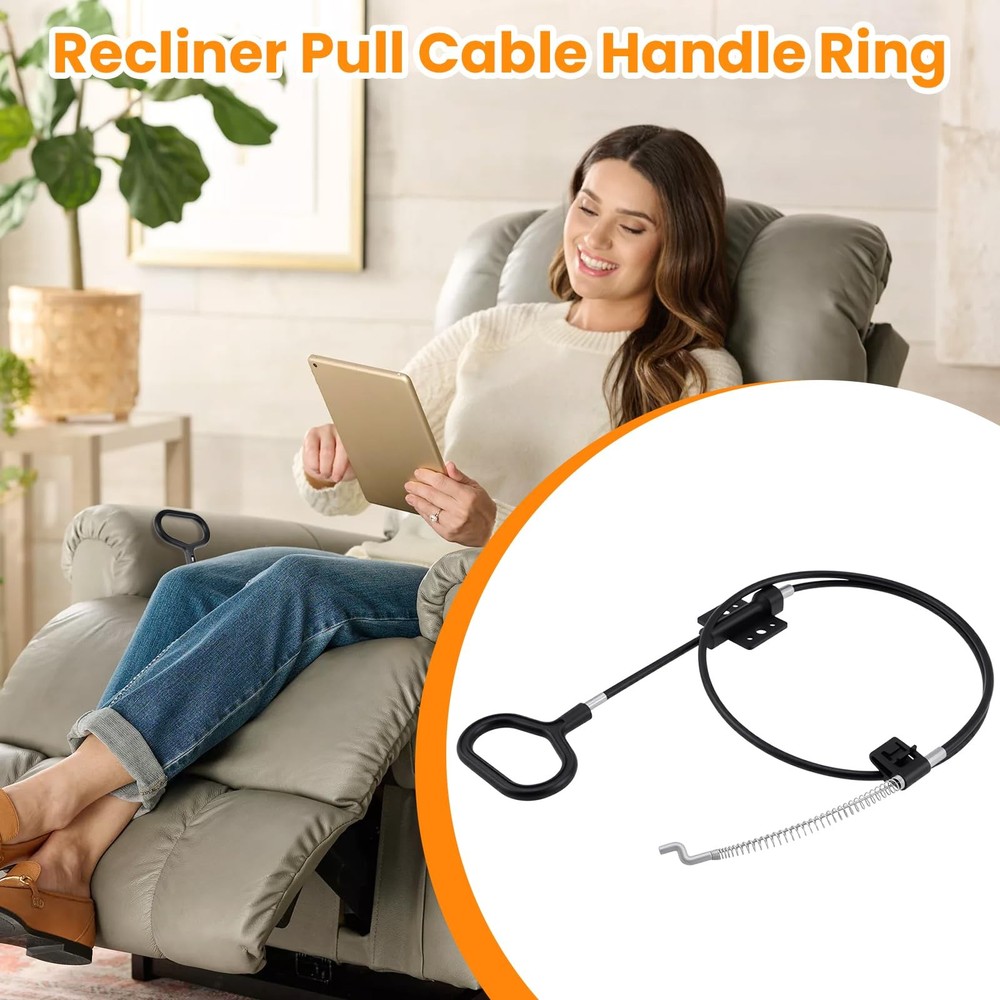 Aifeier ET 3PCS Sofa Recliner Cables, D-Ring Pull Handle Couch Release Black
