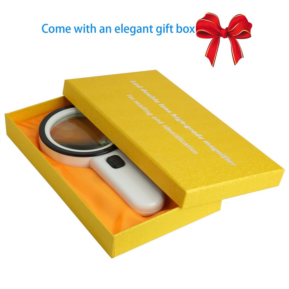 TMANGO Magnifying Glass with Light, 30X Handheld Large White