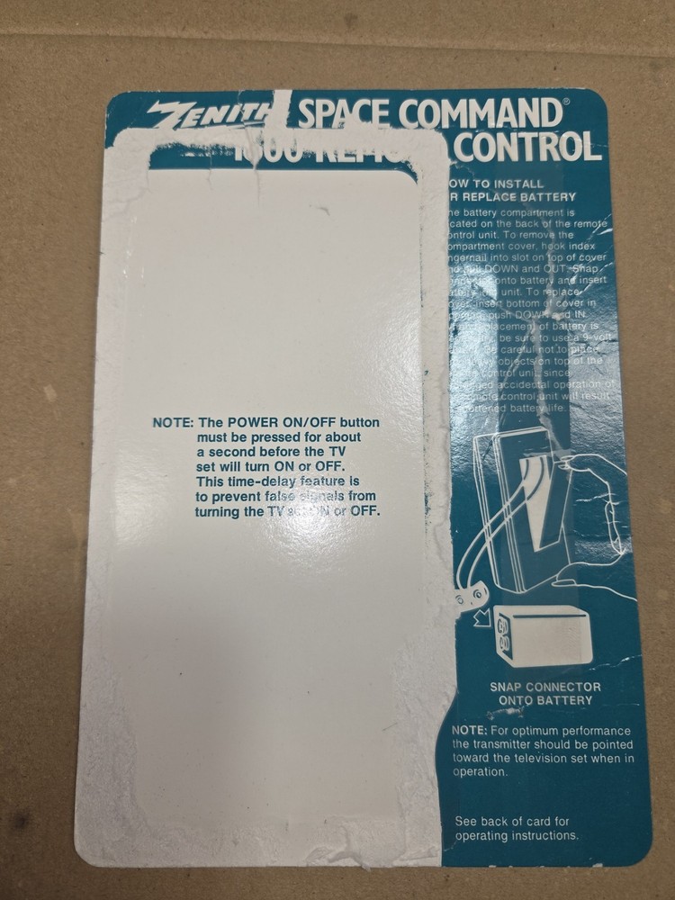 Vintage Zenith Space Command 1600 TV Remote - CLEAN