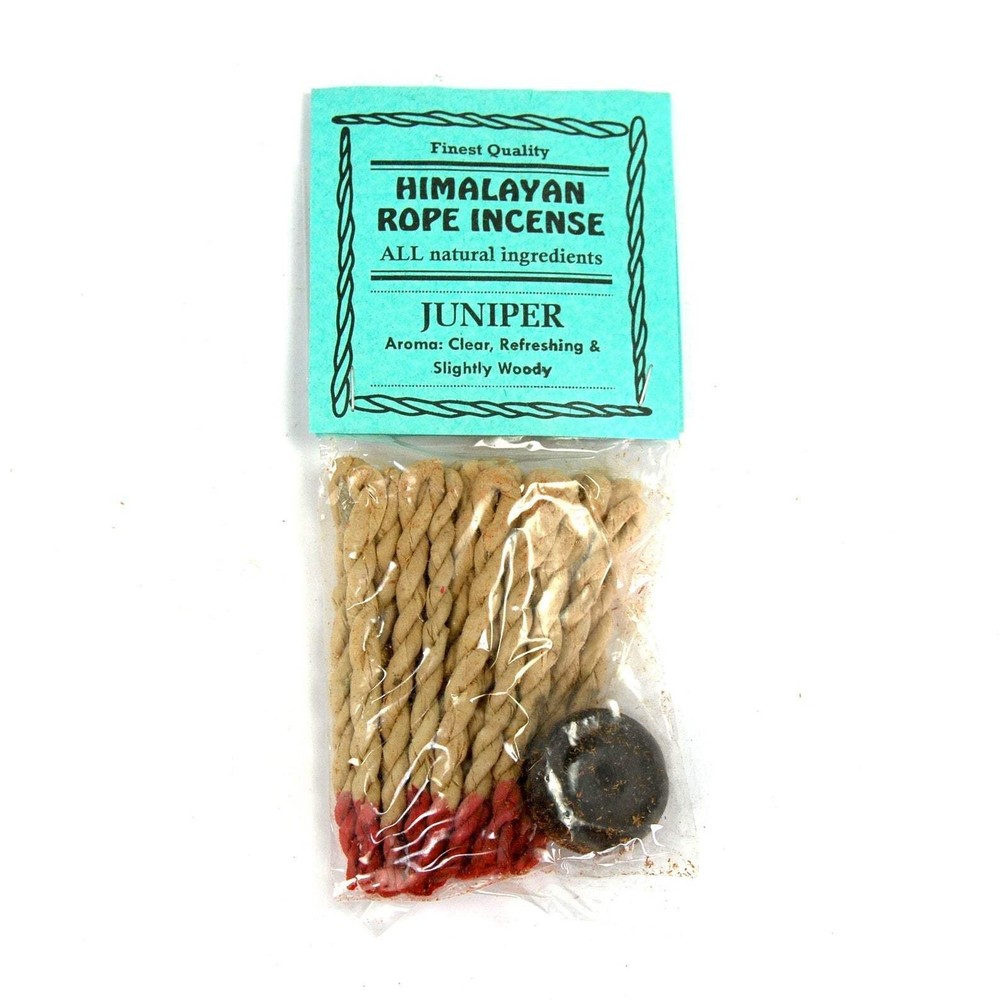 Juniper Himalayan Rope Incense, All Natural 20 Ropes Bundle with Burner