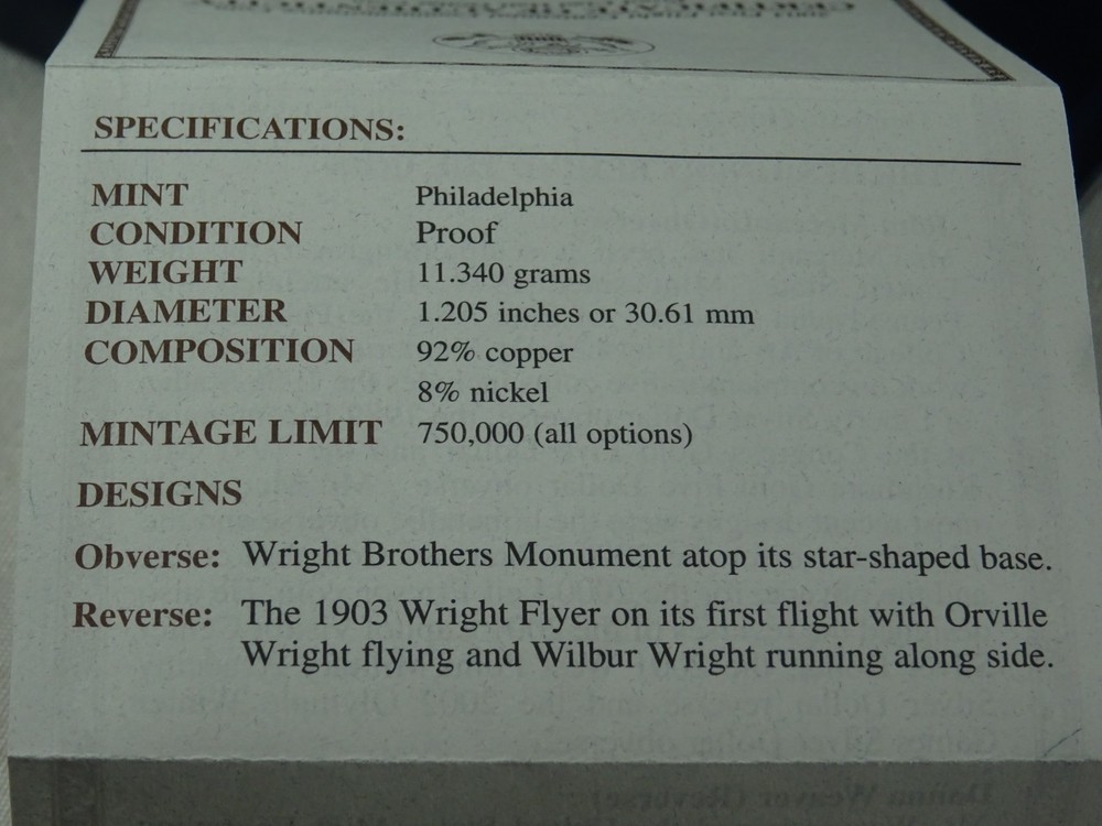 2003 First Flight Silver Dollar Proof Coin & Liberty Wright Monument Half Dollar