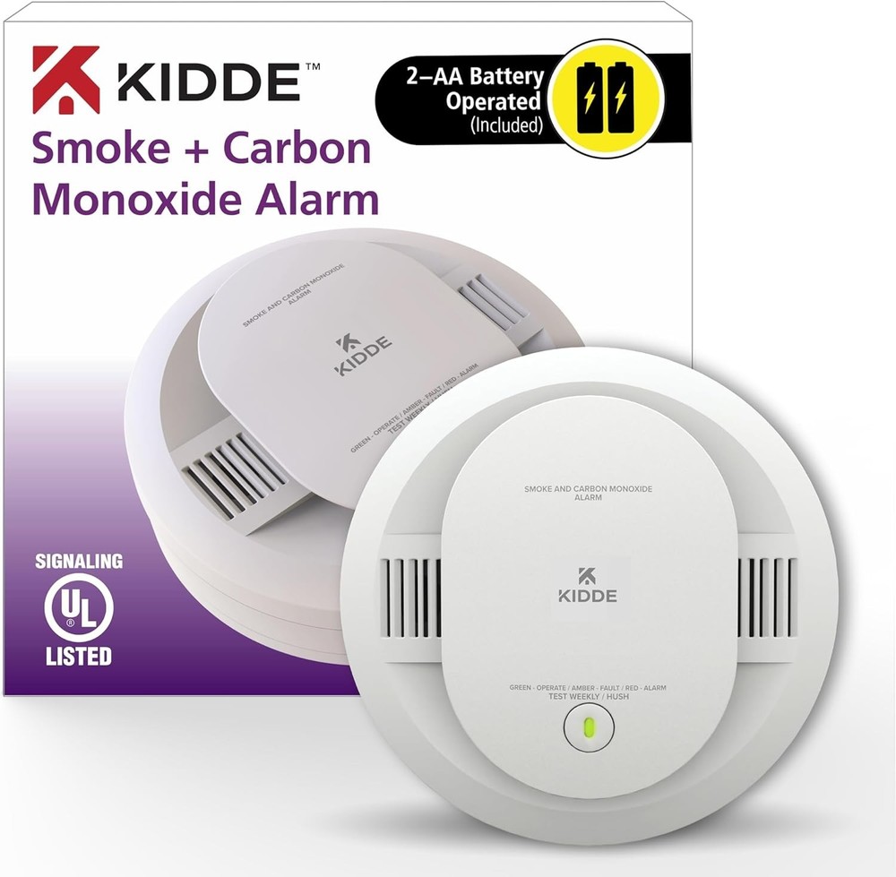 Kidde Smoke&Carbon Monoxide Detector,Battery Powered,LED Warning Light Indicator
