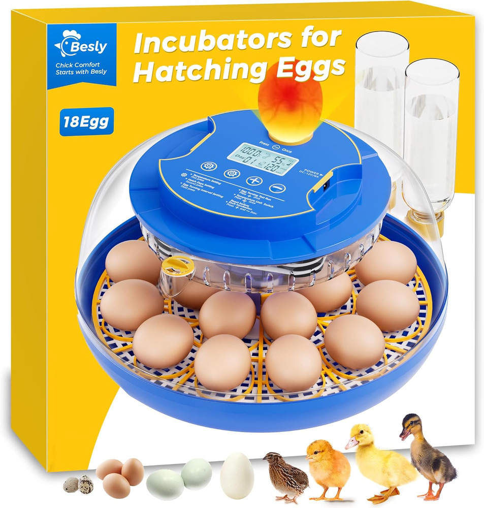 18 Incubators for Hatching Eggs, Automatic Egg Turning and Humidity Control, 360
