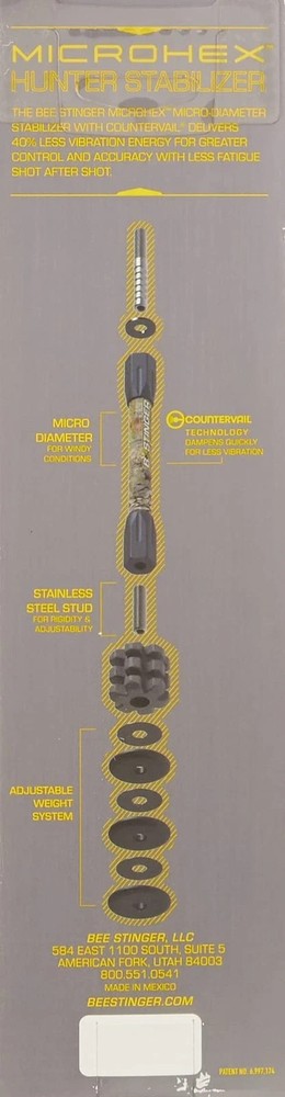 Bee Stinger Microhex 10" Hunting Stabilizer - Black-New