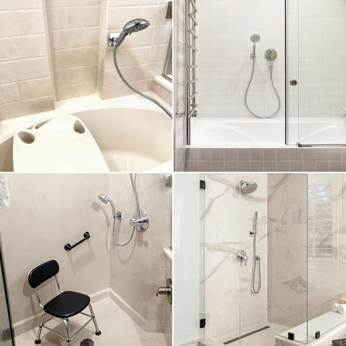 All Metal Handheld Shower Head Holder, Adjustable Wall Square Matte Black