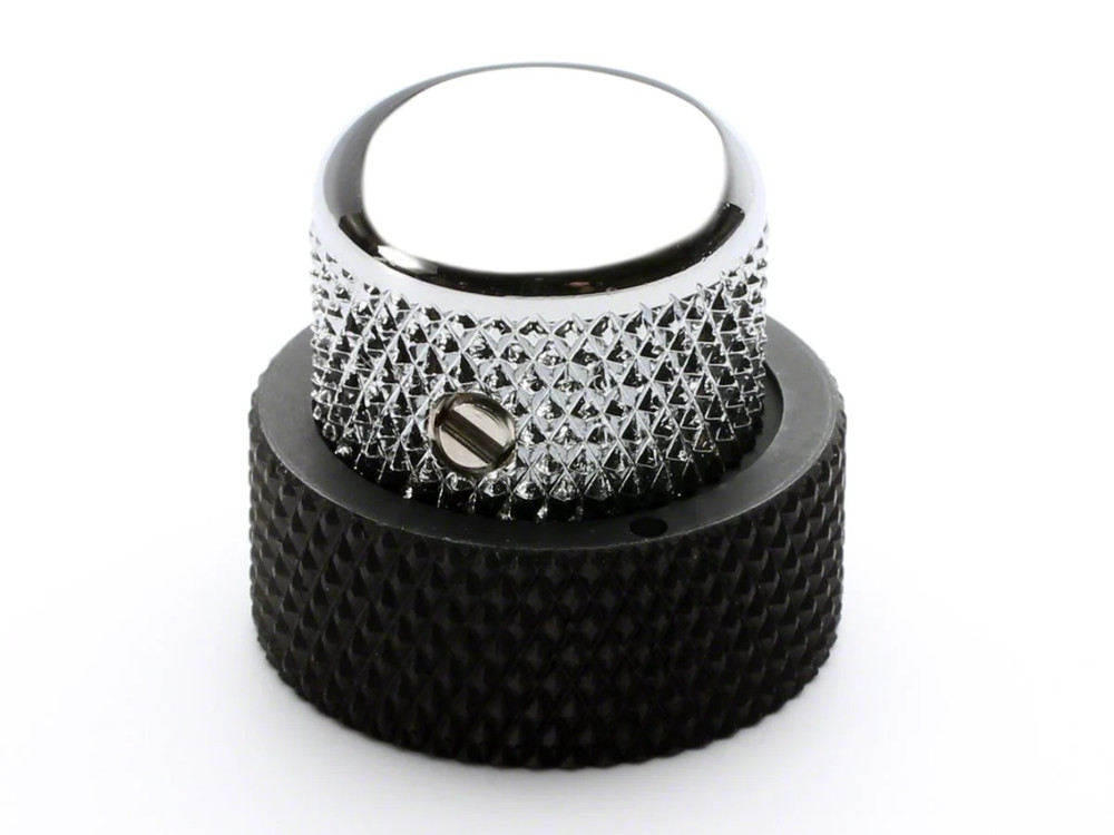 Fender Knob Set, Concentric, Metal Knurled, Chrome/Black