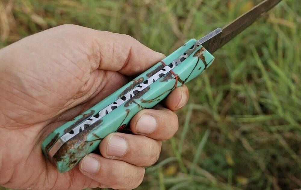 Handmade Damascus double edge fixed dagger blade combat boot knife hunter EDC