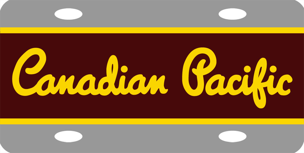 Canadian Pacific Script Logo Railroad Train License Plate
