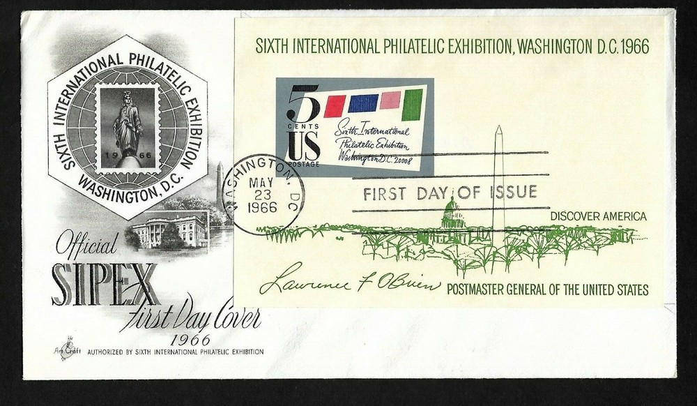 #1311 5c SIPEX Souvenir Sheet -  ArtCraft FDC