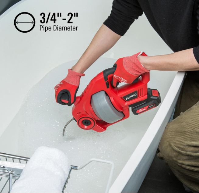 20V Cordless Drain Auger 25ft Auto-Feed Snake Kit