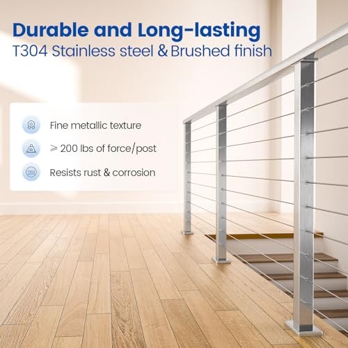 Cable Railing Post 36 Inch 36"x2"x2" Level Drilled Surface Mount Level post