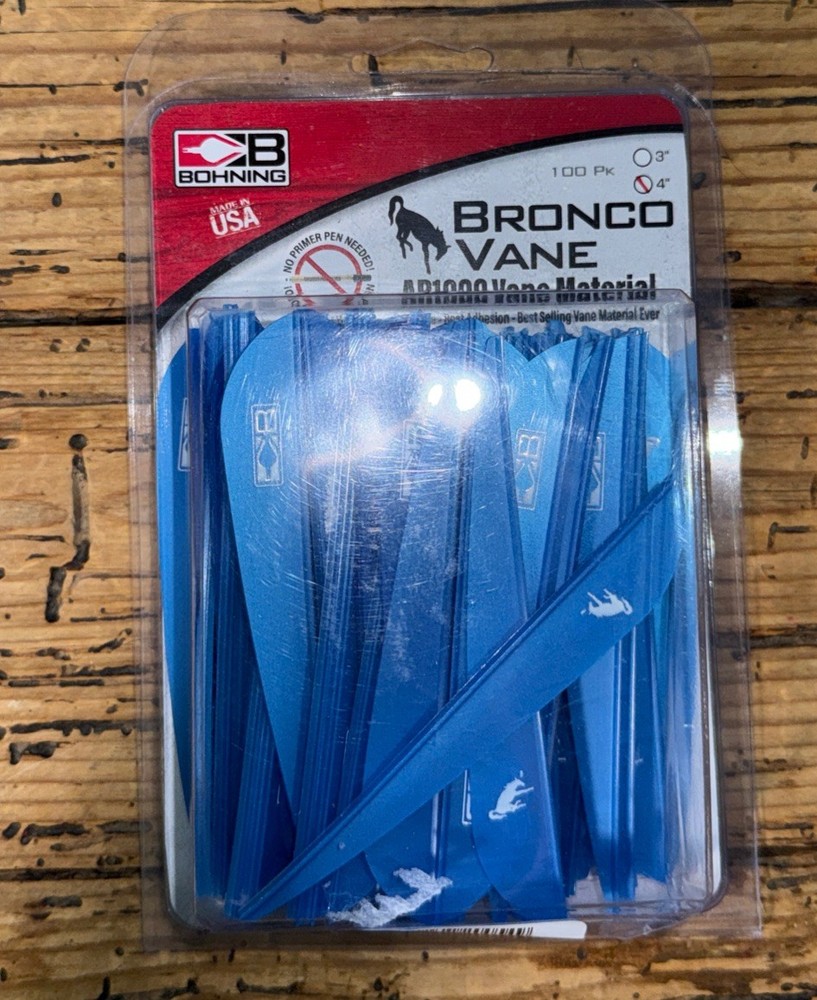 Bohning Bronco Vane 100 Pack 4” Blue NEW