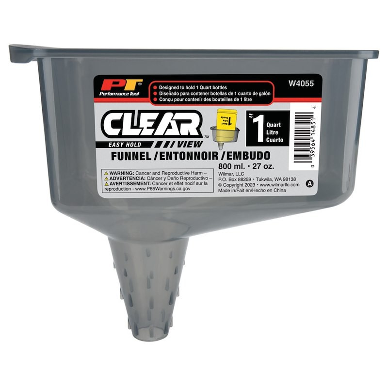 Performance Tool W4055 Funnel; Clear View�; Rectangular; Easy Hold; Ridged Spout
