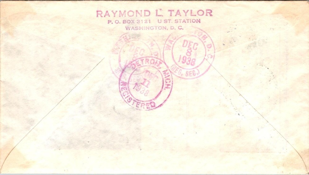 FDC 1938 SC #830 IOOR Cachet / Registered Mail - DC Cancel - Single - J28343