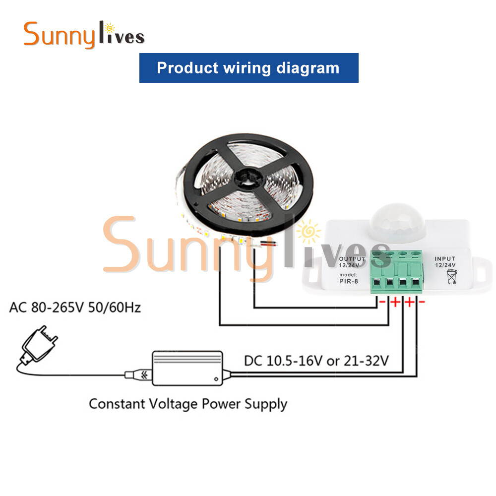 Automatic DC 12V-24V 6A/8A infrared PIR Motion Sensor Switch For LED Strip Light