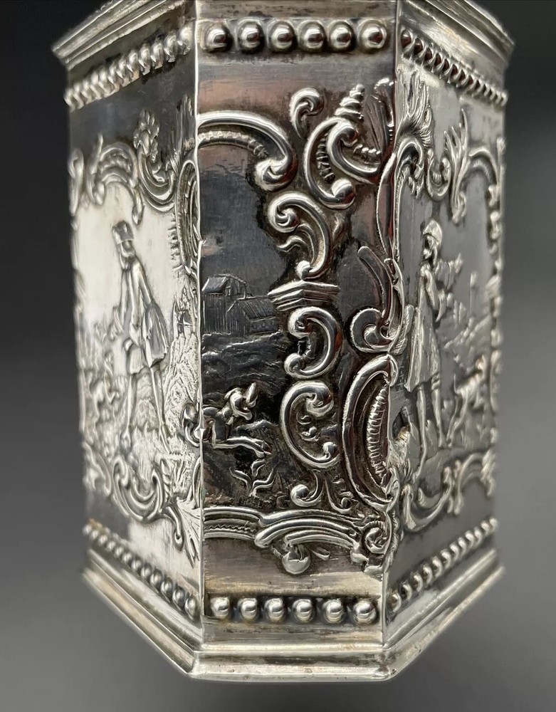 Dutch 2nd Standard 833 Sterling Silver Tea Caddy Unusual Triangular Form