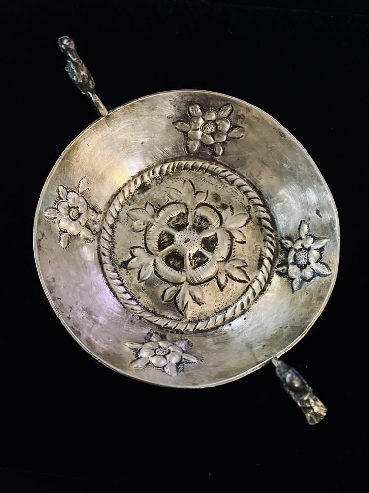 Serving Floral Bird Design German 800 Silver