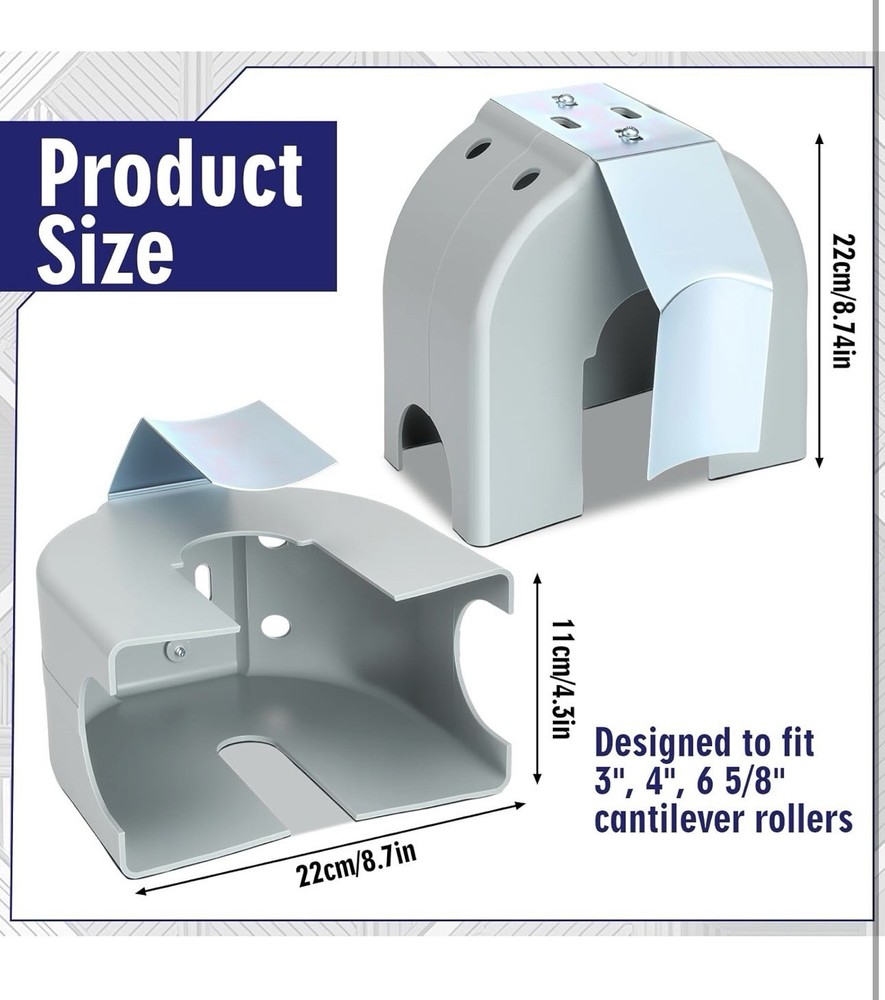 4 Pack Poly Covers w/ Brackets for 3", 4", 6 5/8" Cantilever Gate Rollers 🔒