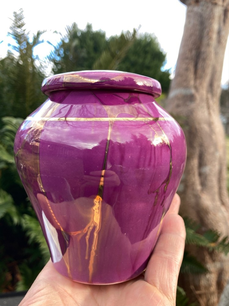 Handmade Ceramic Cremation Urn in Ruby Red, small size for pet ashes, 50 ci
