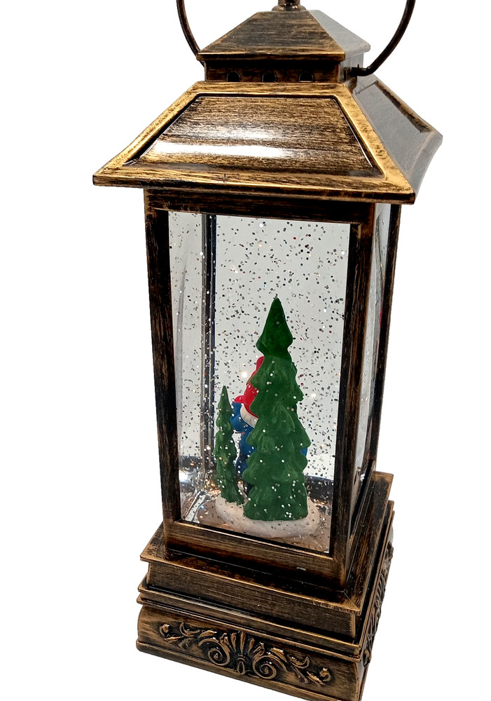 Lighted Christmas Gnome Lantern With Motion Glitter Water