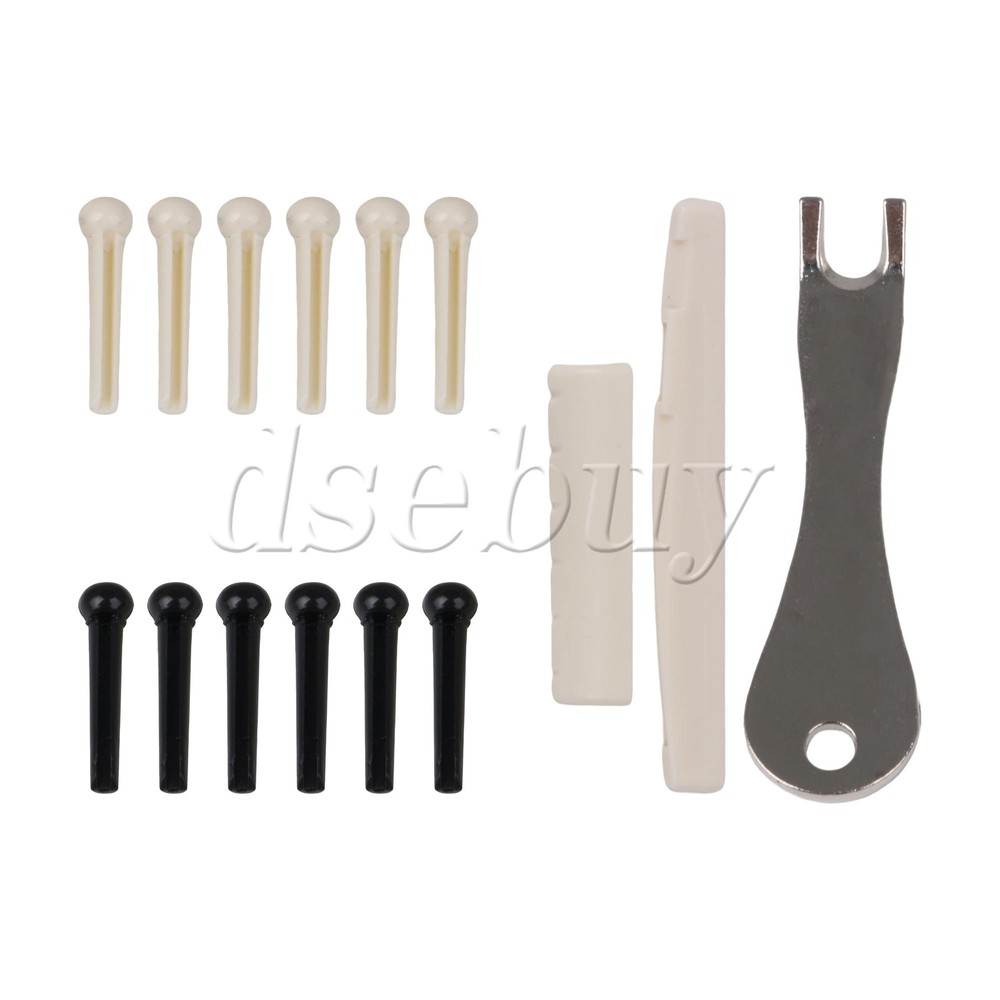 15Pieces Bridge Pins & Saddle & Nut & Pin Puller for Acoustic Guitar 6 Strings