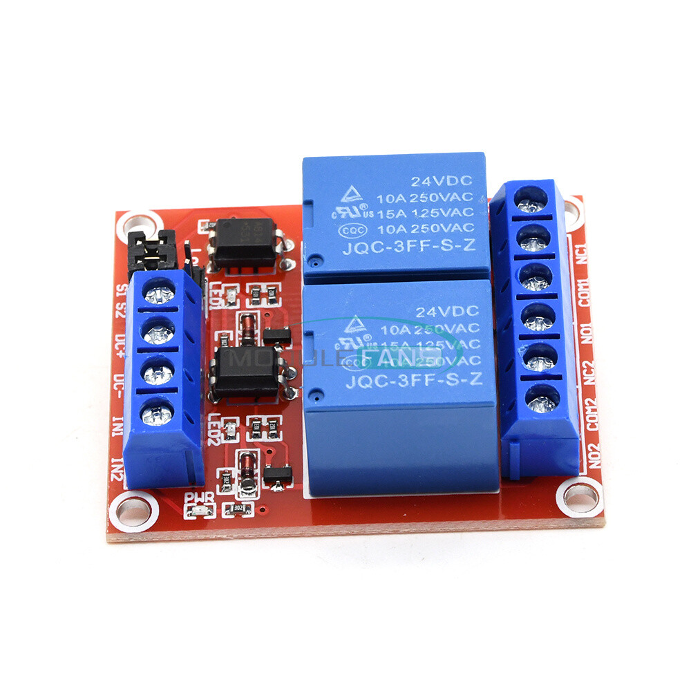 24V 2-way Relay Module With Isolation Optocoupler high / low Level Trigger