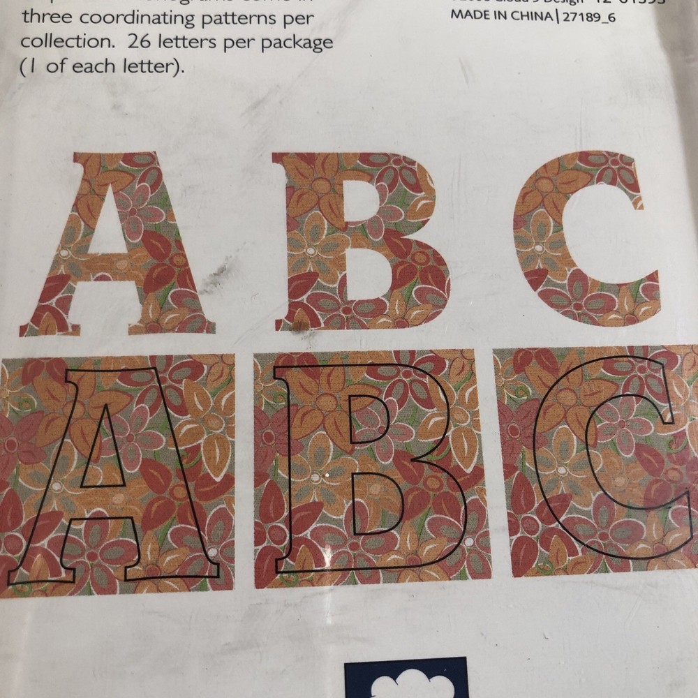 Fiskars Alphabet Chipboard Monogram RELAX FLORAL Pattern 3.5" Cloud 9 Design