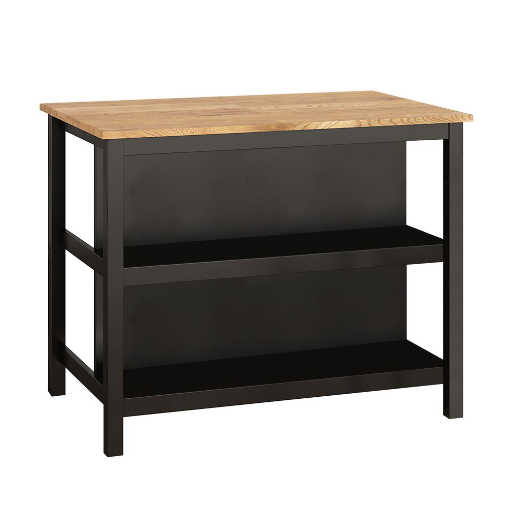 3PCS Dining Table Set Rustic Retro Breakfast Table Dining Stools with 2 Shelves