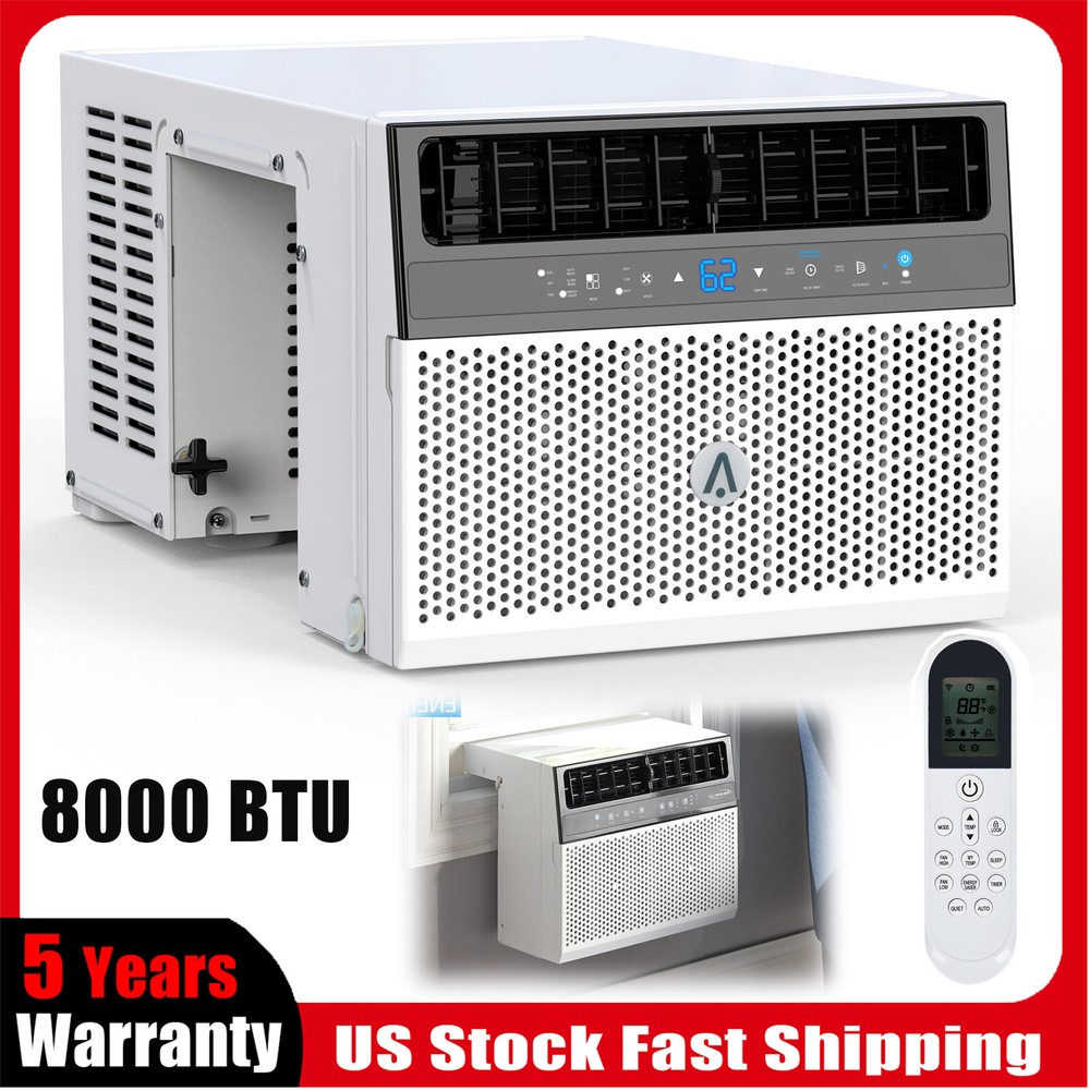 8000 BTU Saddle Window Air Conditioner with Remote Control Cools to 370 SQ.FT