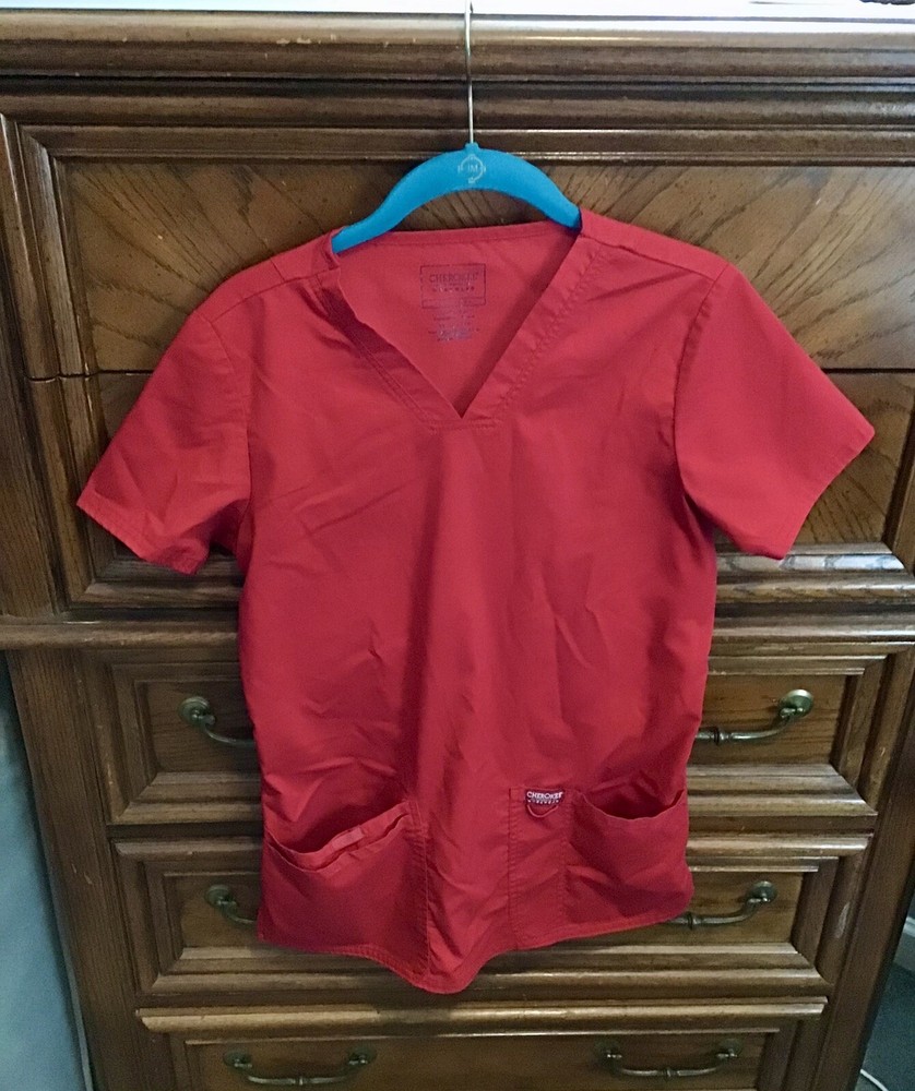 Red Scrub Top By Cherokee Size XS