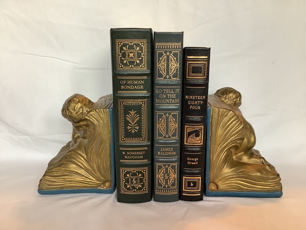Antique Armor Bronze Cherub Putti Bookends, Signed A Johnson c1920, EUC!