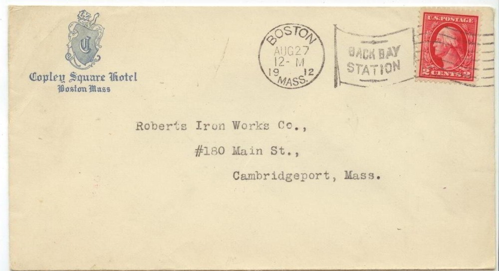 1912 Boston Mass Copley Square Hotel