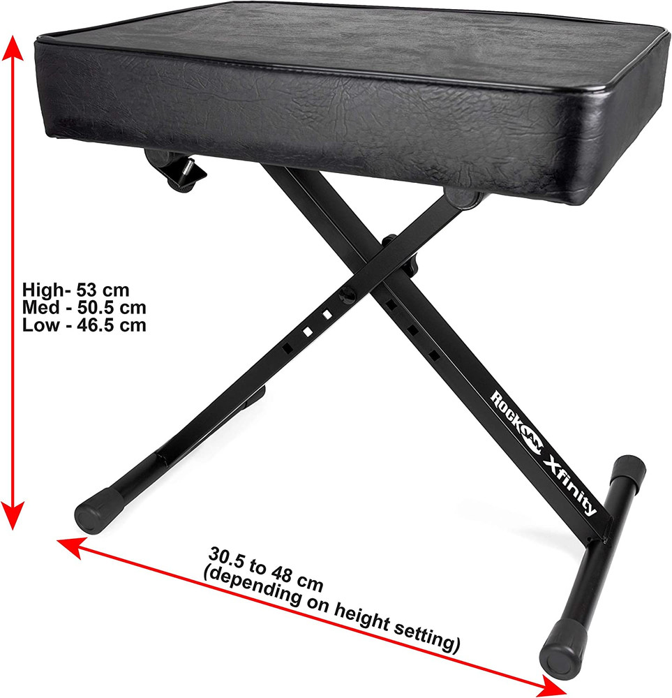 KB100 Adjustable Padded Keyboard Bench, X-Style, Black