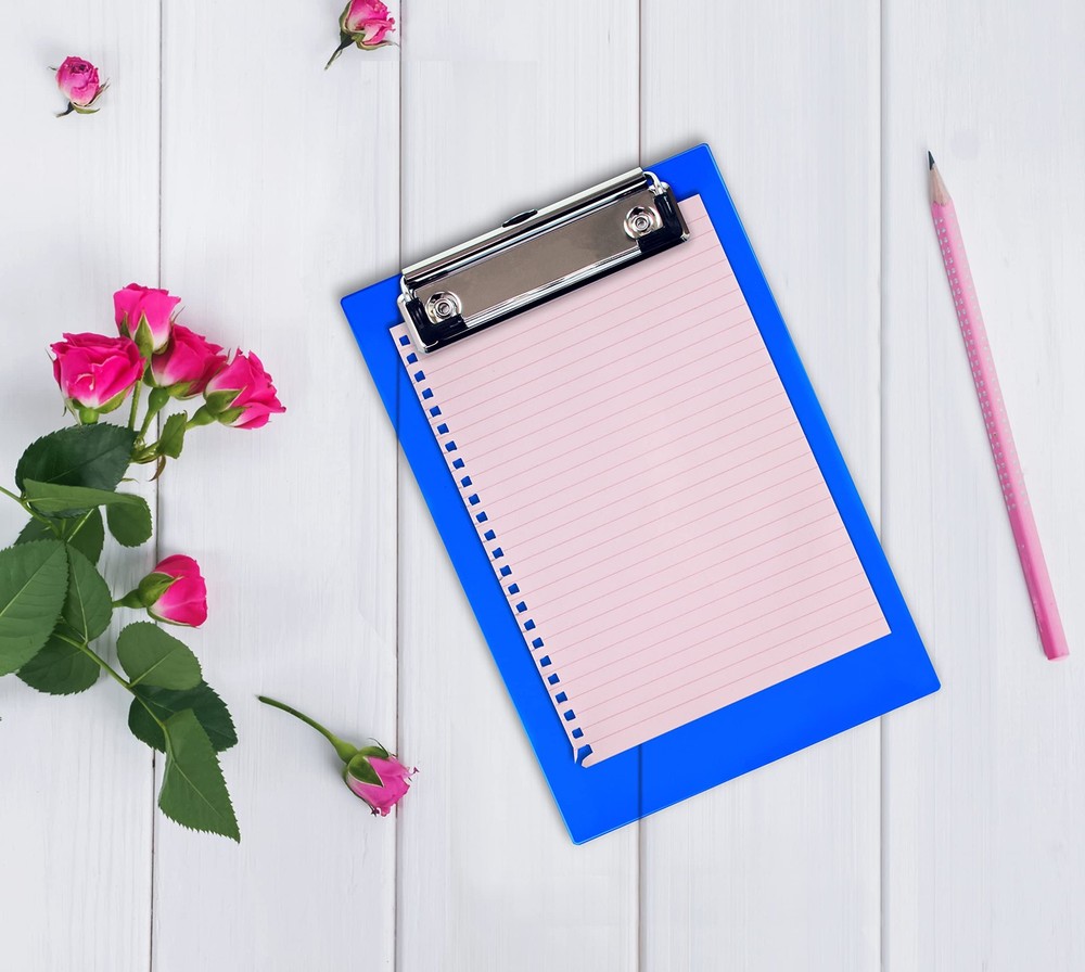 Mini Clipboards (6 Pack), Plastic, Low Profile Clips, Assorted Translucent Co...