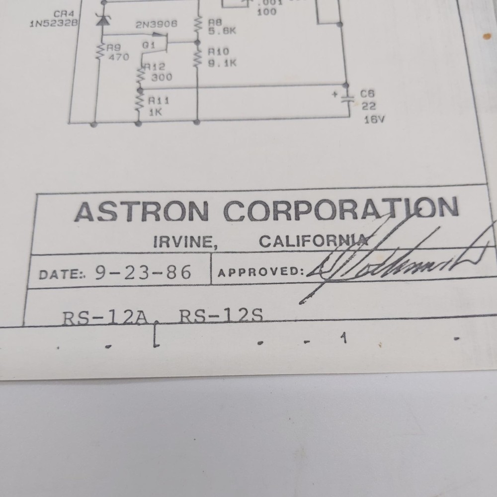 Astron RS-12A, RS-12S Schematic