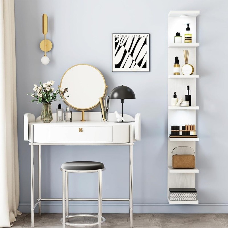 Multi-Tier Floating Shelf W/ LED Lights Space Saving Display Home Decor New