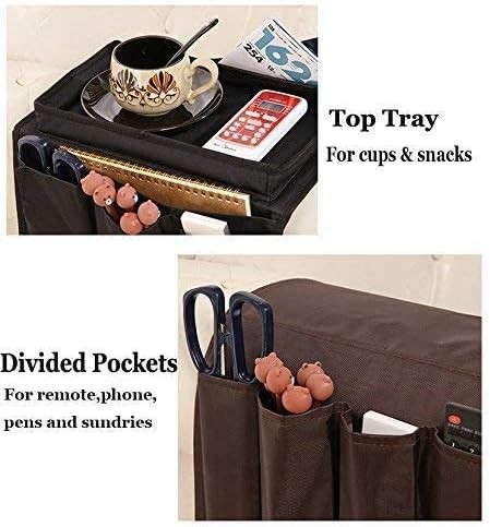 6 Pockets TV Remote Control Organizer, Home Sofa Console Folding Table Black