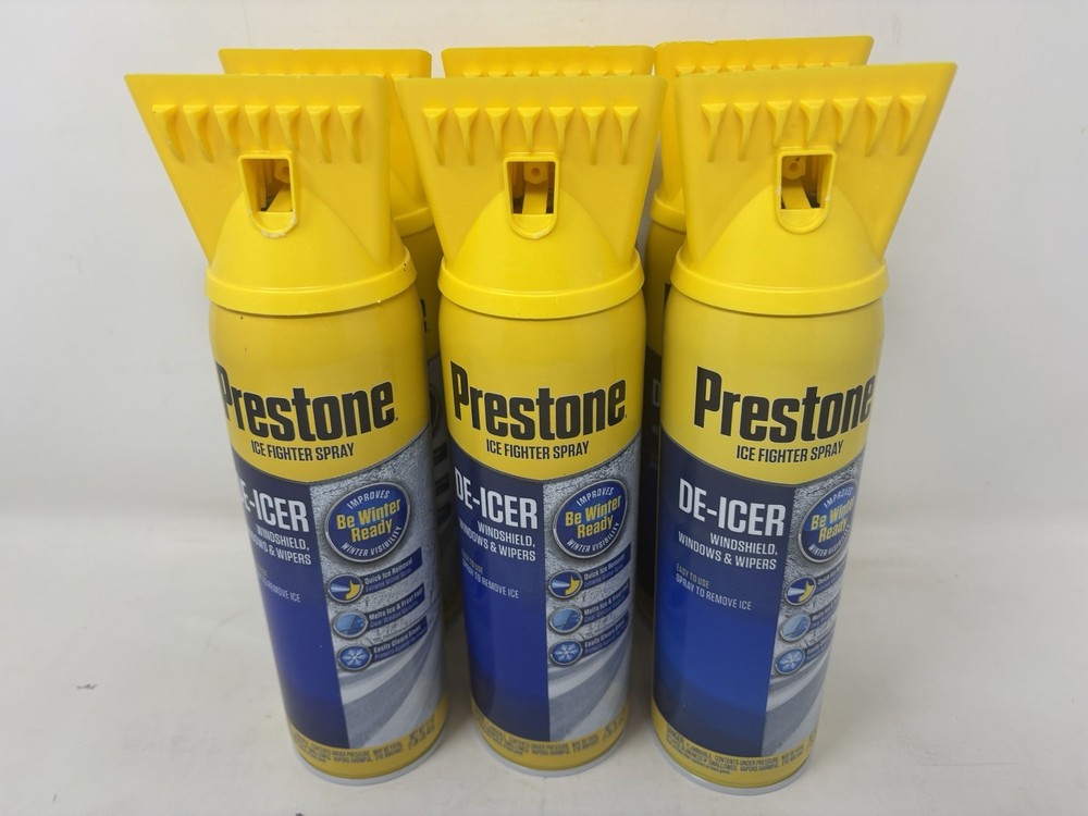 Prestone De-Icer Ice Fighter Spray Windshield Windows Wipers 6 Cans for Winter