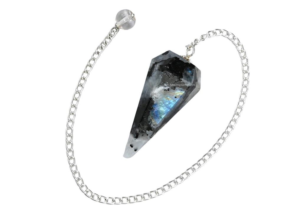 Rainbow Moonstone Dowsing Crystal Pendulum