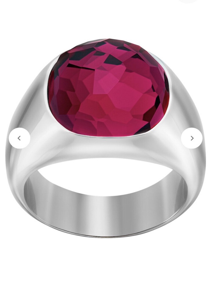 Swarovski Ruby Red Crystal DOT RING Rhodium Plated (Medium /58/7)
