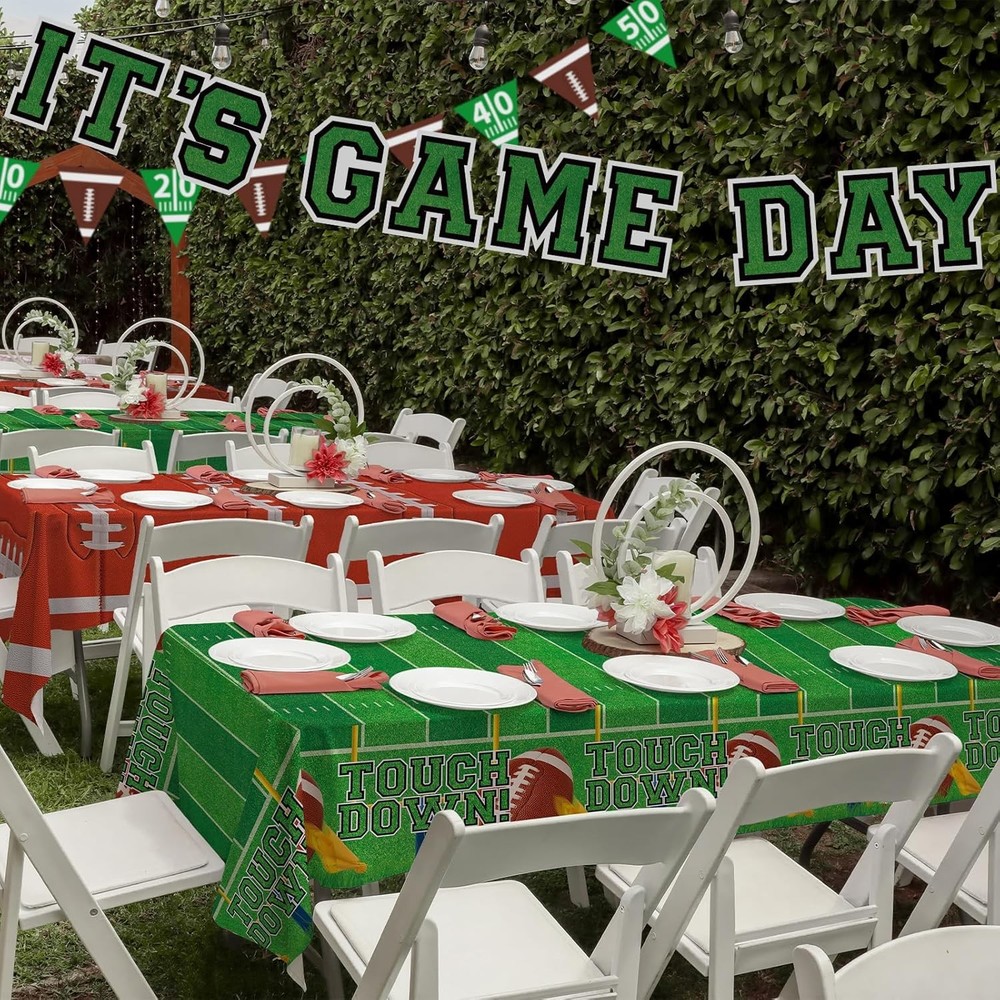 Gatherfun 2-Pack Football Decorations – 108" x 54" (Rectangular), Green